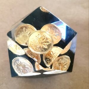 Elegant Gold and Silver Coin Decor Cube